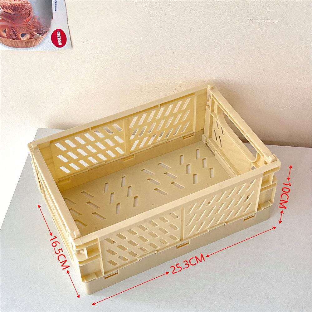 Cute Ins Folding Plastic Storage Rack Organizer Box Student Portable Desktop Food Toy HandAccount Tape Stationery Storage Basket