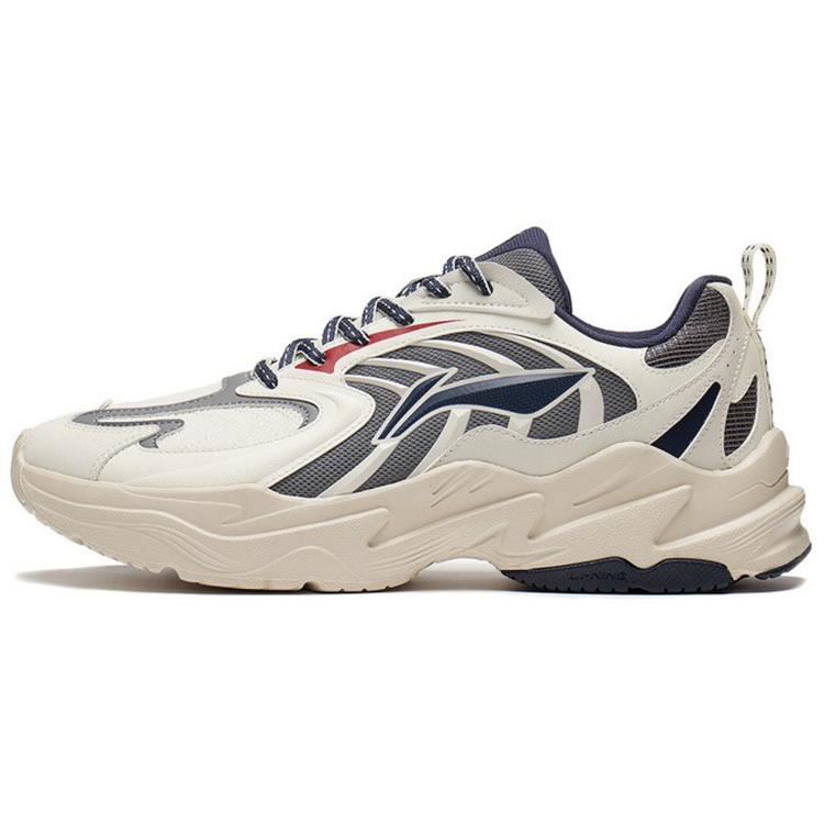 New LiNing Stargazing Rebound Cushioning Slip Resistant Low Top Running Shoes Ecru ARLS023-1
