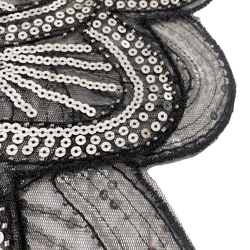 Vielseitiger Spitzen-Perlen-Schal Netz Pailletten Kurzer Abend-Schulterüberwurf Strickjacke