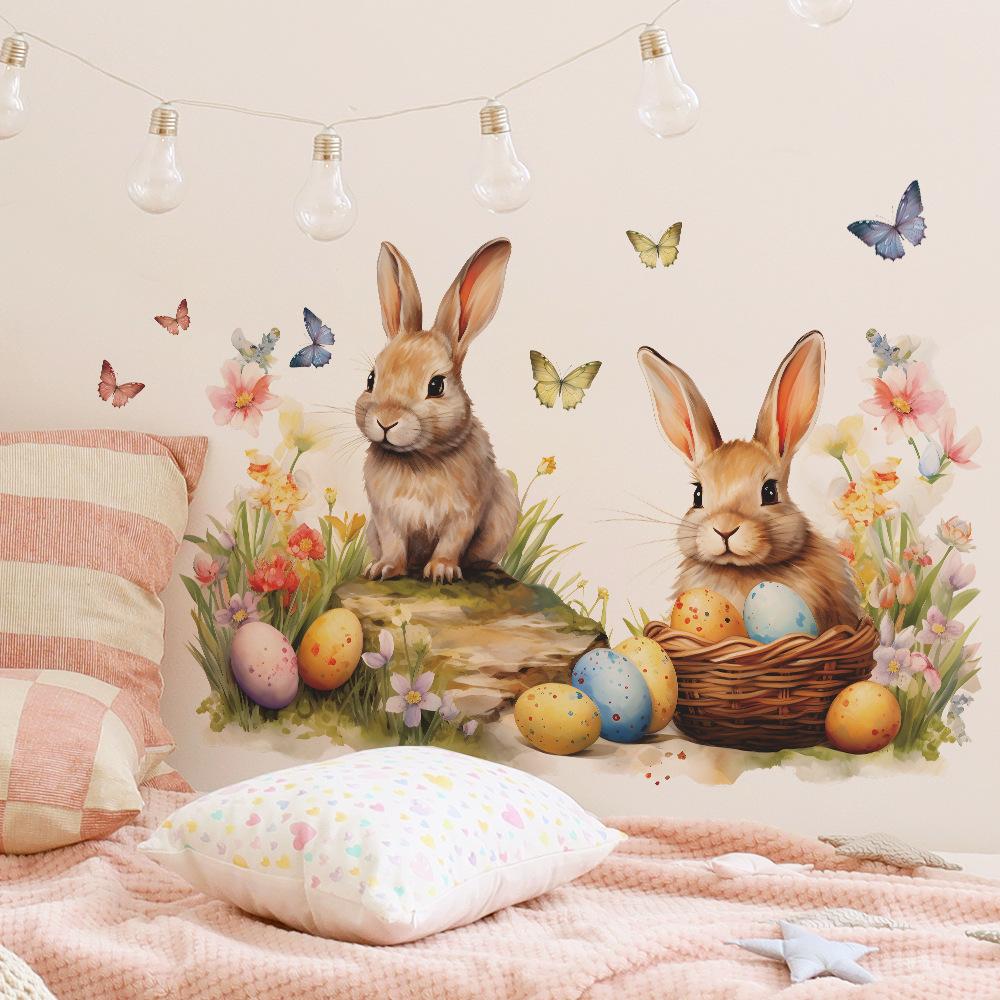 Egg Cartoon Rabbit Butterfly Children's Bedroom Living Room Home Beautification Wall Sticker