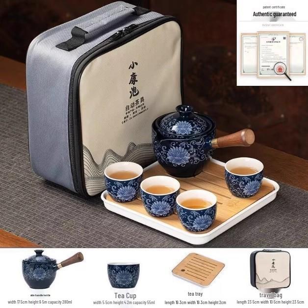 Portable Travel Kung Fu Tea Set: 1 Pot & 4 Cups in Gift Box, Custom Logo Option