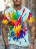 Herren T-Shirt mit Aufdruck, kurzärmelig - Paint Splash Art Design, Polyester, Atmungsaktiv & BequemHerren Stilvolles Lässiges Rundhals T-Shirt mit Muster