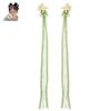 Chinese Style Hair Clips With White Peony Ribbon Vintage Clip Hair Hairpin For Gown Dress Cheongsam Hairstyle Making Tools 1pair