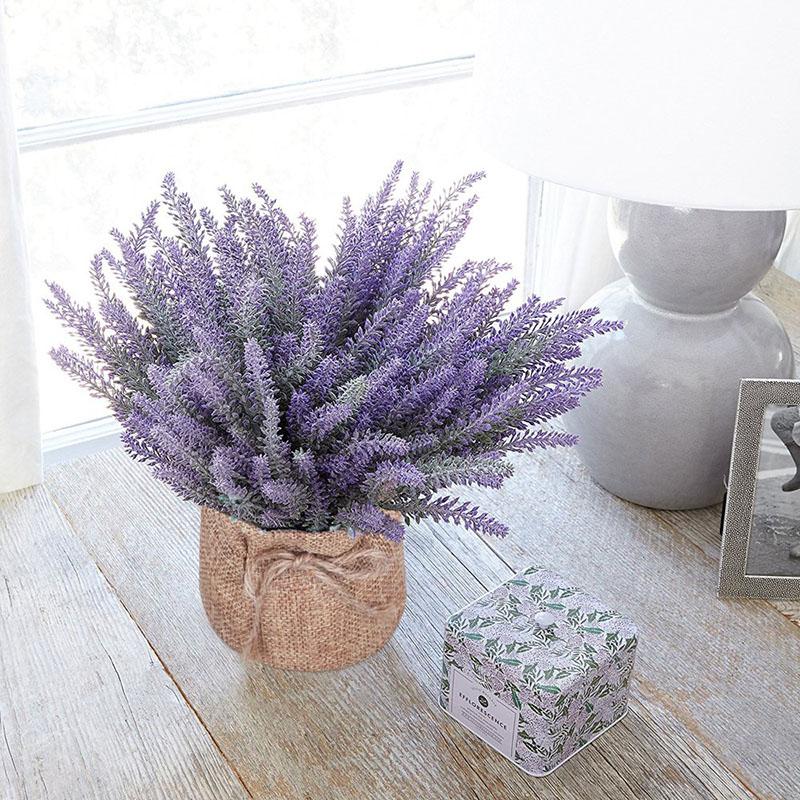 Purple Lavender Hemp Rope Bag Potted Artificial Potted Plant Simulation Flower Home Desktop Decoration