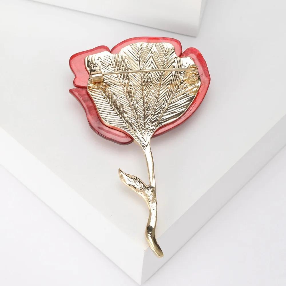 New Classic Acrylic Rose Brooches for Women Unisex Plant Flower Pins Casual Party Jewelry Accessories Gifts Friends Decoration