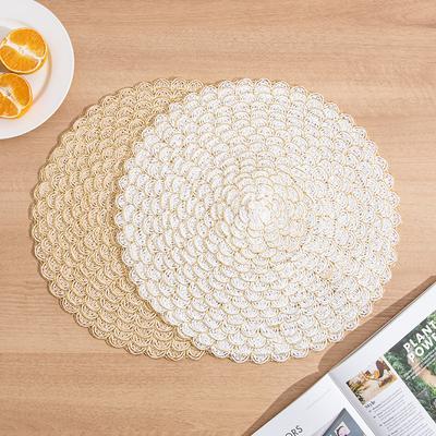 Japanische Papier gewebte Tischset Rutschfeste Wärmeisolationsmatte Rund Haushalt Kaffeeuntersetzer Westliche Speisematte Dekorationsuntersetzer