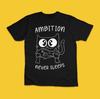 Ambition Never Sleeps Funny Cat and Fish Graphic T-Shirt