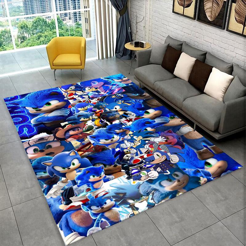 Classic S-Sonic Cartoon Game Carpet Rug for Playroom Bedroom Living Room Sofa Home Decor,kid Area Rug Non-slip Floor Mat Gift
