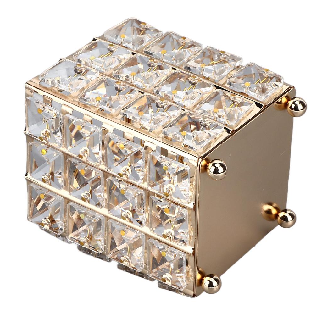 European Style Crystal Storage Box Crystal Jewelry Trinket Box Square Earrings Rings Organizer for Gift Giving Home