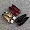 Shallow Single Shoes New Soft Bottom Flat Bottom Square Head Bow Red Women's Shoes Evening