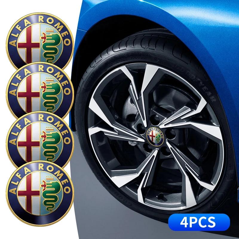 4 Piezas Tapa Central de Buje de Rueda de Coche Insignia Emblema Cubierta Para Alfa Romeo 159 147 156 166 Giulietta Giulia Mito Stelvio Brera Spider