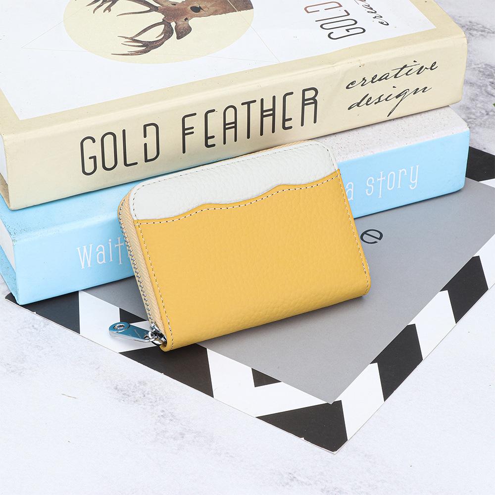 Cowhide Multifunctional Zipper Change Purse Women's Fashionable Coin Bag Genuine Leather Card