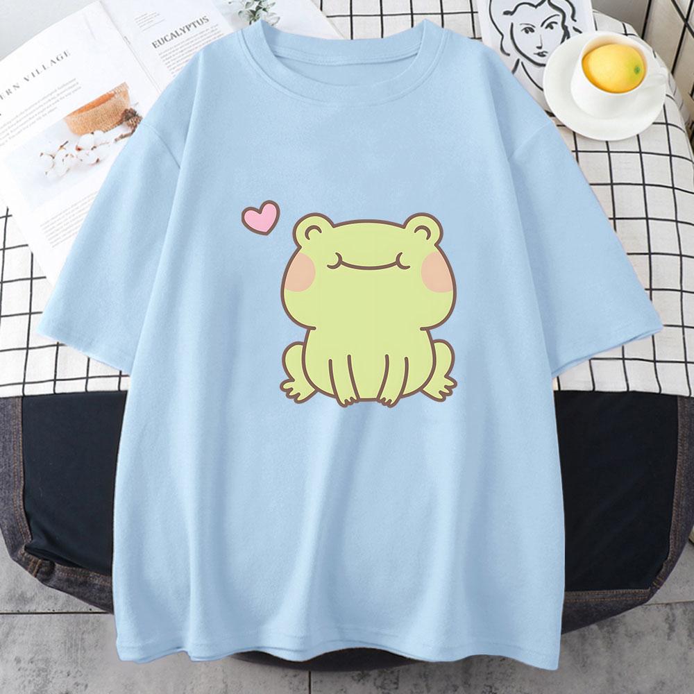 Frog Tshirts Summer Original Print Japanese Anime Cartoon Harajuku Shortsleeved Unisex Women Trendy Unisexga Couples Clothing cute