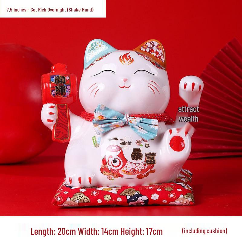 Large Electric Waving Lucky Cat Ornament for Home or Shop Decor