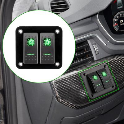 2 Gang Rocker Switch Panel Auto Replacement Parts for Car Marine Camper Caravans Travel Trailer 12-24V LED Waterproof Switch Panel Circuit Breaker