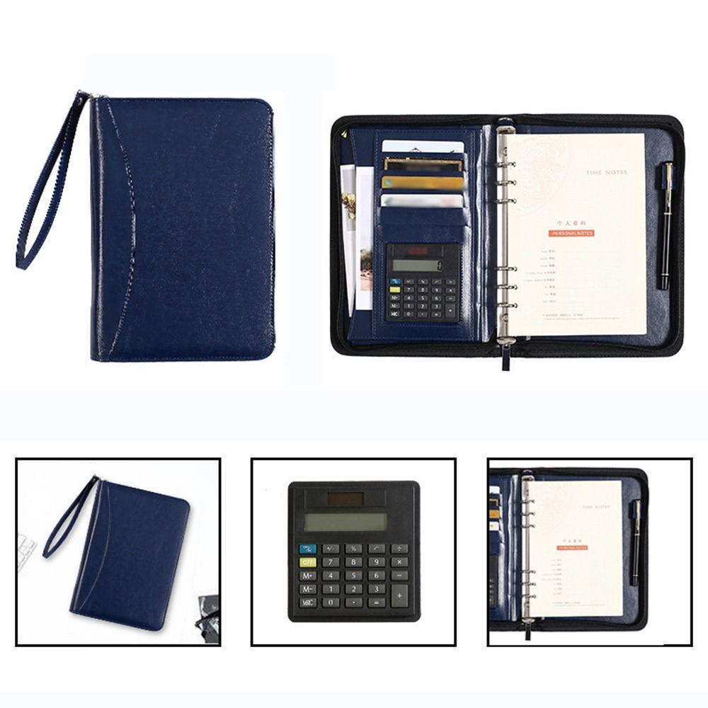PU Leather Portfolio Binder 6-Ring Business Notebook Multifunctional File Folder  Business Meeting