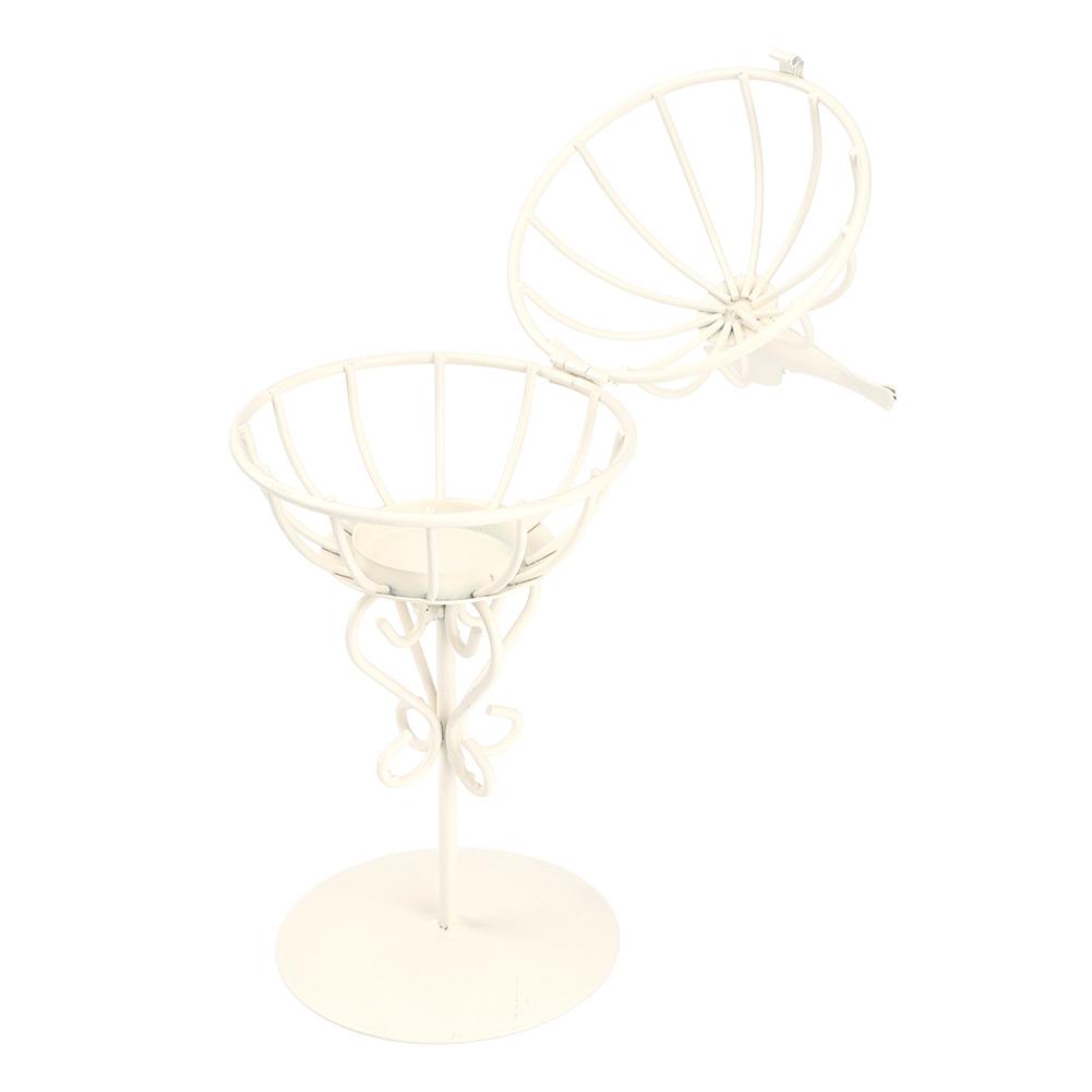 Aushöhlen Einzigartiger Vogelkäfig Eisen Kerzenhalter Kerzenständer Dekor Heimdekoration OrnamentWeiß