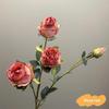 4 Heads Vintage Burnt Edge Silk Roses Retro Artificial Flowers Chic Dried Rose Bouquet For Home Wedding Party Decor