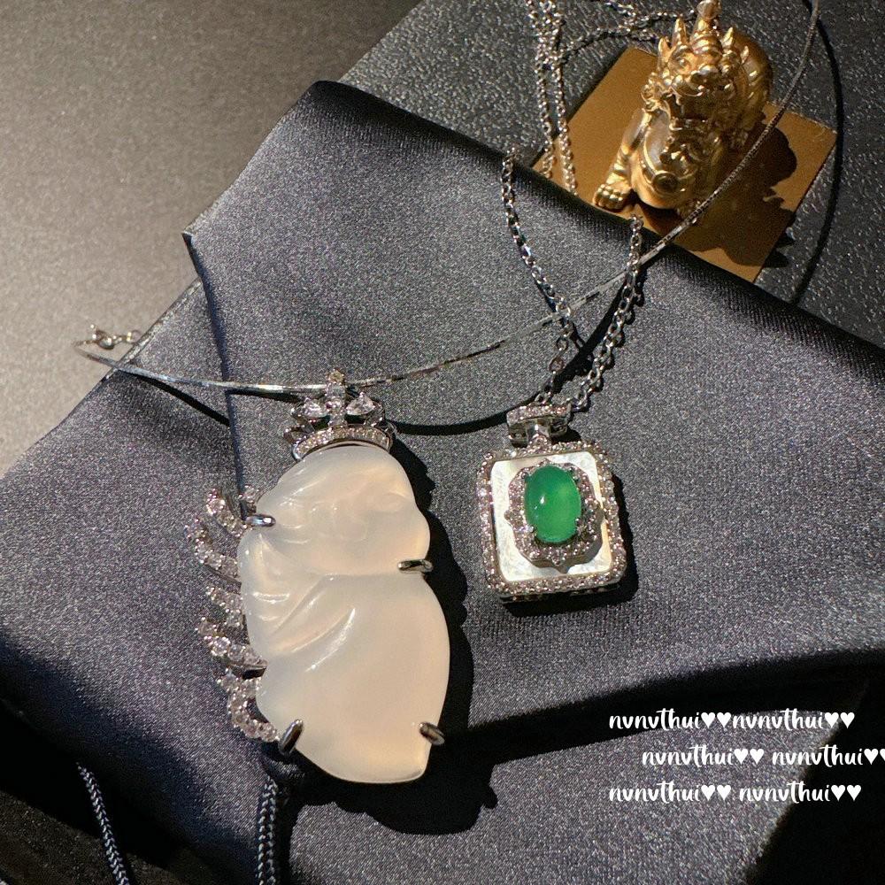Lychee Frozen White Chalcedony Fairy Gem Necklace, New Chinese Style, Chalcedony Fritillary Perfume Bottle Zircon Necklace