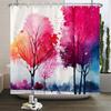 Stunning Watercolor Trees Print Water-resistant Shower Curtain with Artistic Design and Soft Colors for Vibrant Bathroom Decor