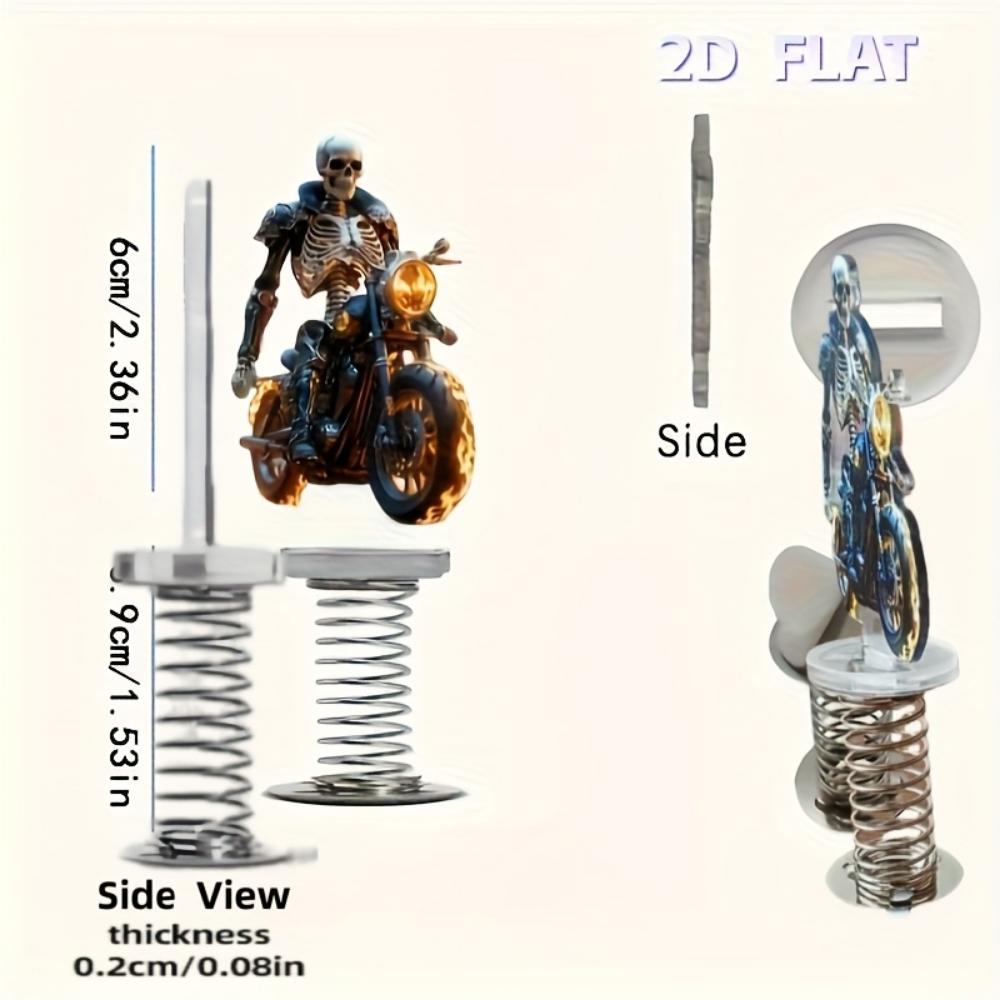 2D Flat Skull Rider Car Dashboard Spring Decoration: 2D Car Car Dashboard Decoration, Desktop Decoration, Halloween Decoration