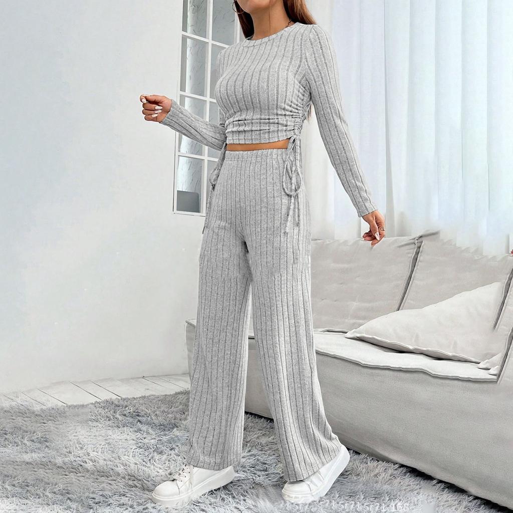 Women's 2 Piece Solid Color Casual Sportswear Long Pants Set
