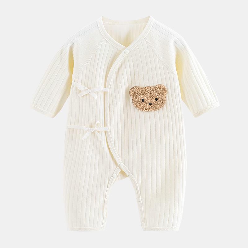 Newborn Boneless Butterfly Jumpsuit with Bear Design – Spring/Autumn Baby Clothes