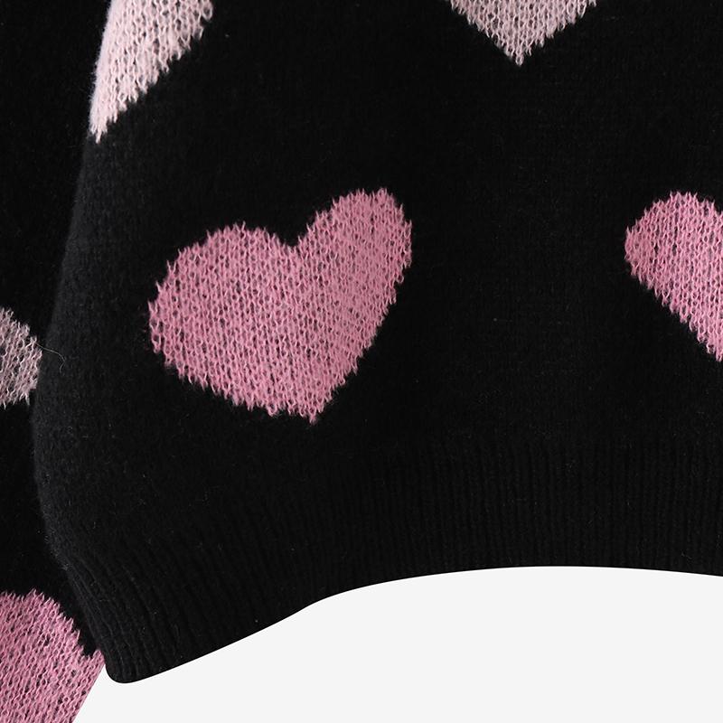 ZANZEA Damen Herbst Langarm Herzmuster Lässiger Strickpullover