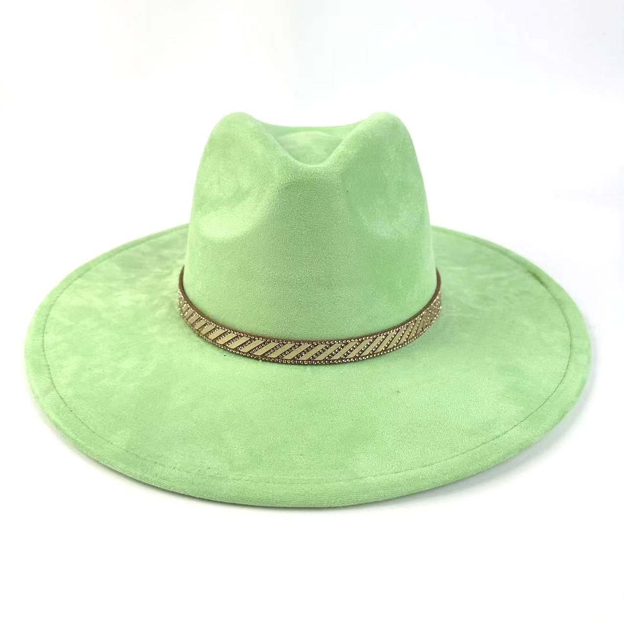 

Wind Western Cowboy Hat Men And Women Suede Knight Top Hat Sunshade Sunscreen Jazz Hat M（56-58cm） світло-зелений колір