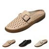 Women's Slip On Loafers Breathable Perforated Leather Upper Adjustable Buckle Casual Mules Flat Sole Comfortable Footwear