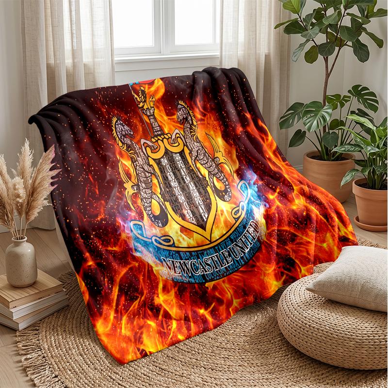 Coperta in Flanella con Stampa del Newcastle United Football, Coperta Morbida Calda Leggera per Divano Letto Campeggio