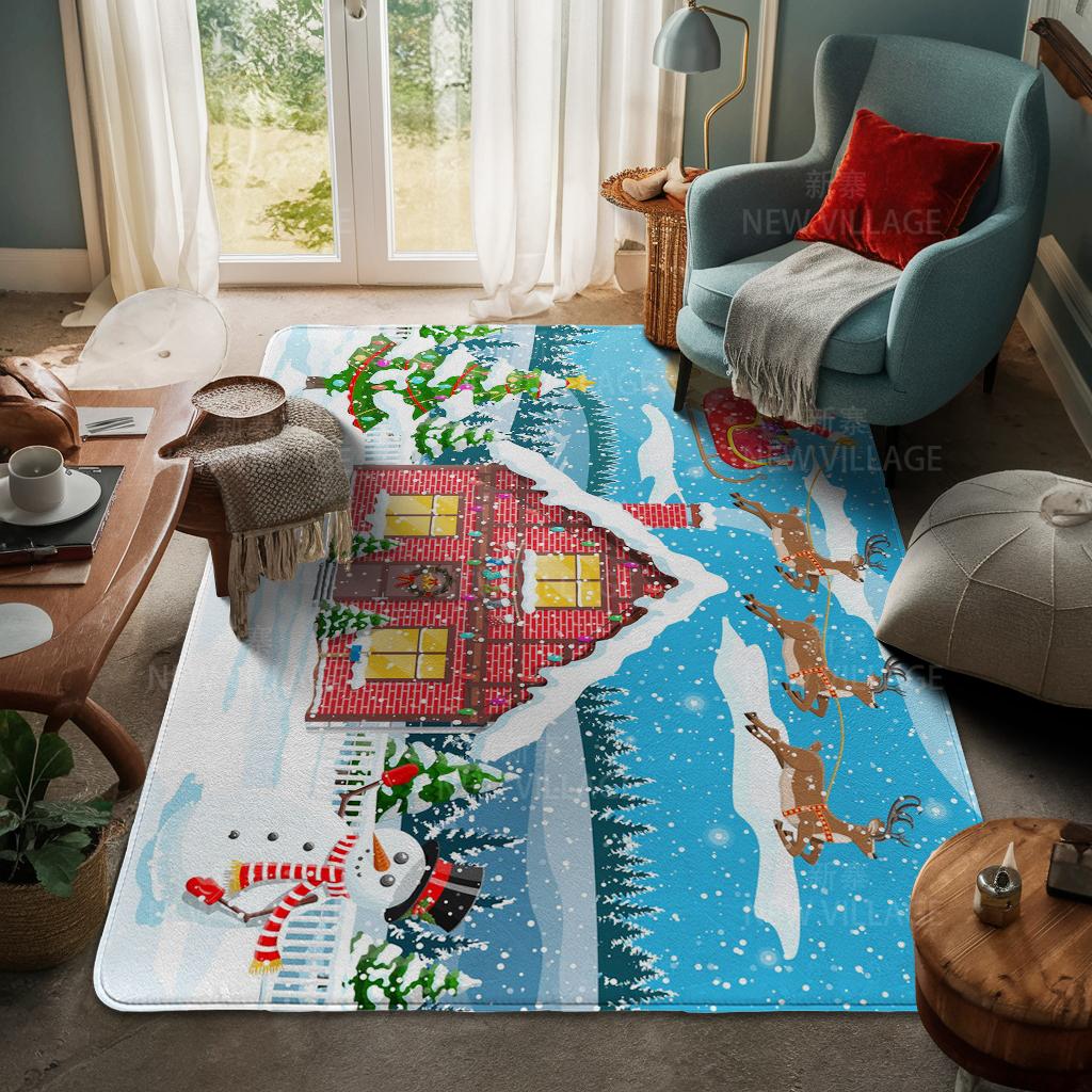 House Entrance Carpet Home Door Mat Living Room Bath Foot Bathroom Non-slip Water Absorption Rugs Bath Merry Christmas Winter
