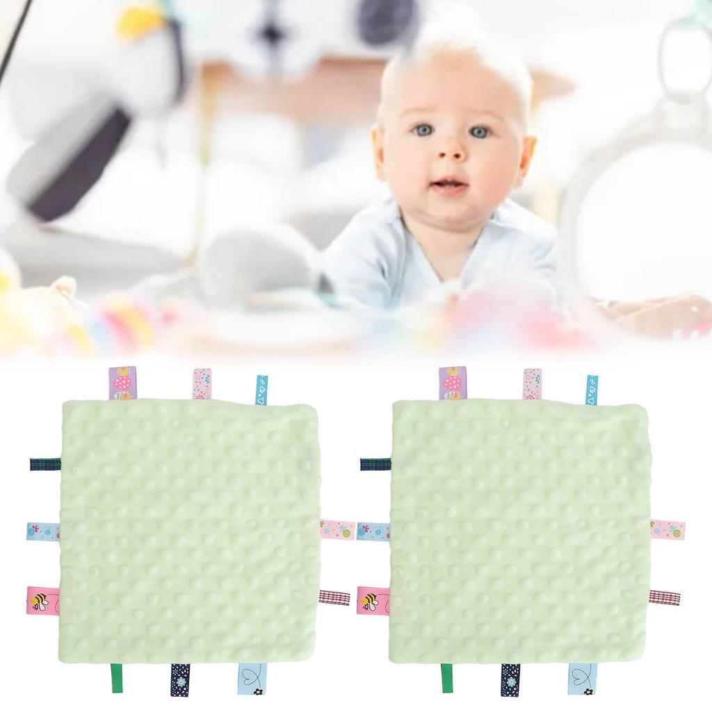 2pcs Baby Security Blanket Pure Cotton 3D Particle Sensory Development Baby Comfort Blanket with Colorful