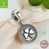 Yinziyun S925 Sterling Silver Clover Pendant Charm Beads SCC039