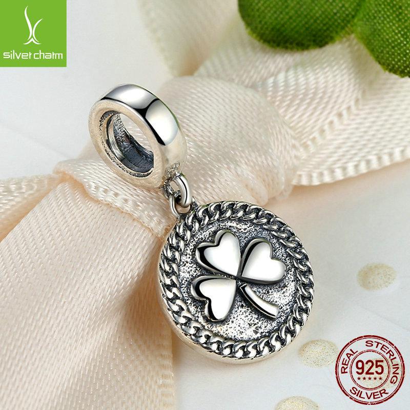 Yinziyun S925 Sterling Silver Clover Pendant Charm Beads SCC039