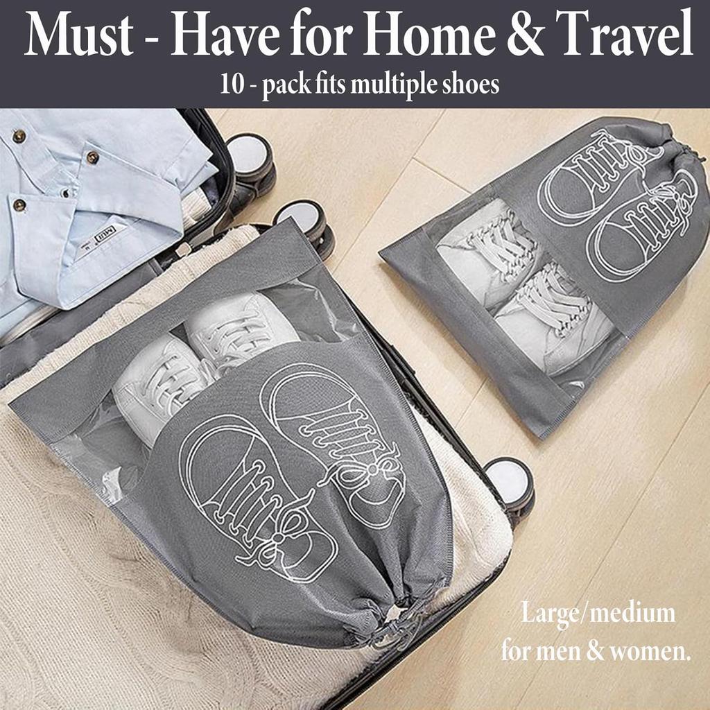 5/10/15 PCS Travel Shoe Bag with Clear Window – Dustproof Reusable Organizer for Boots & Sneakers, Fits Suitcase, Gym Bag & Home