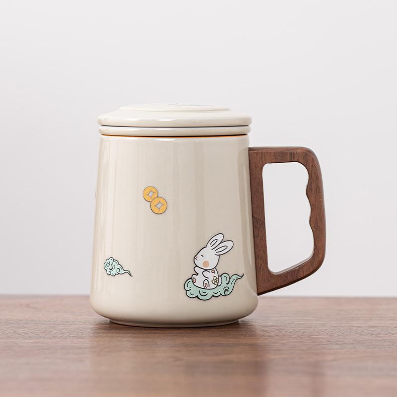 Ceramic Mug, Tea Separation, Tea Cup, Personal Water Cup, Tea Set, Mid-Autumn Festival Year of the Rabbit Gifts