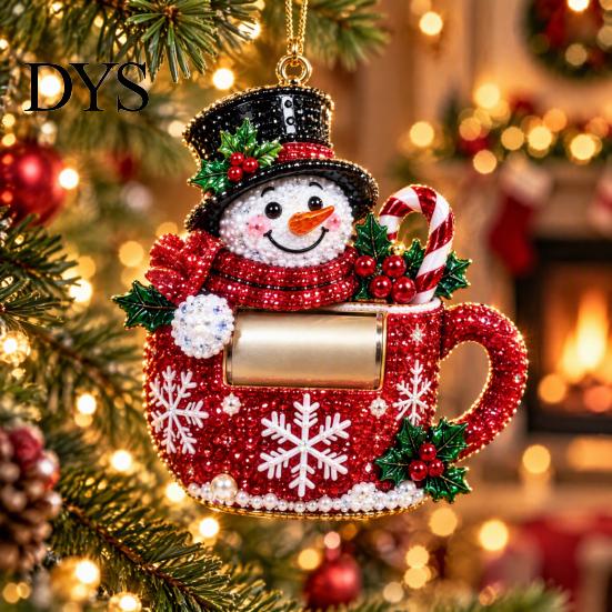 Holiday Craft Supplies for Adults Rhinestone Christmas Decoration DIY Kit, Festive Faux Diamond Art Make 6 Window Hanging Decor Ornaments, Bead