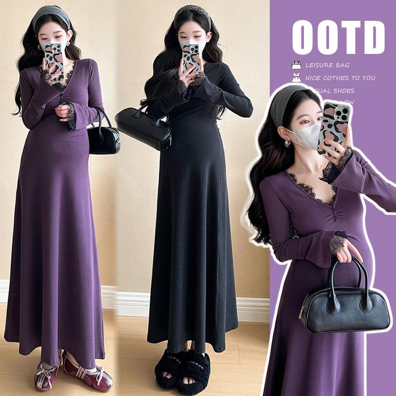 2026 Premium Autumn/Winter Maternity Base Layer Dress L