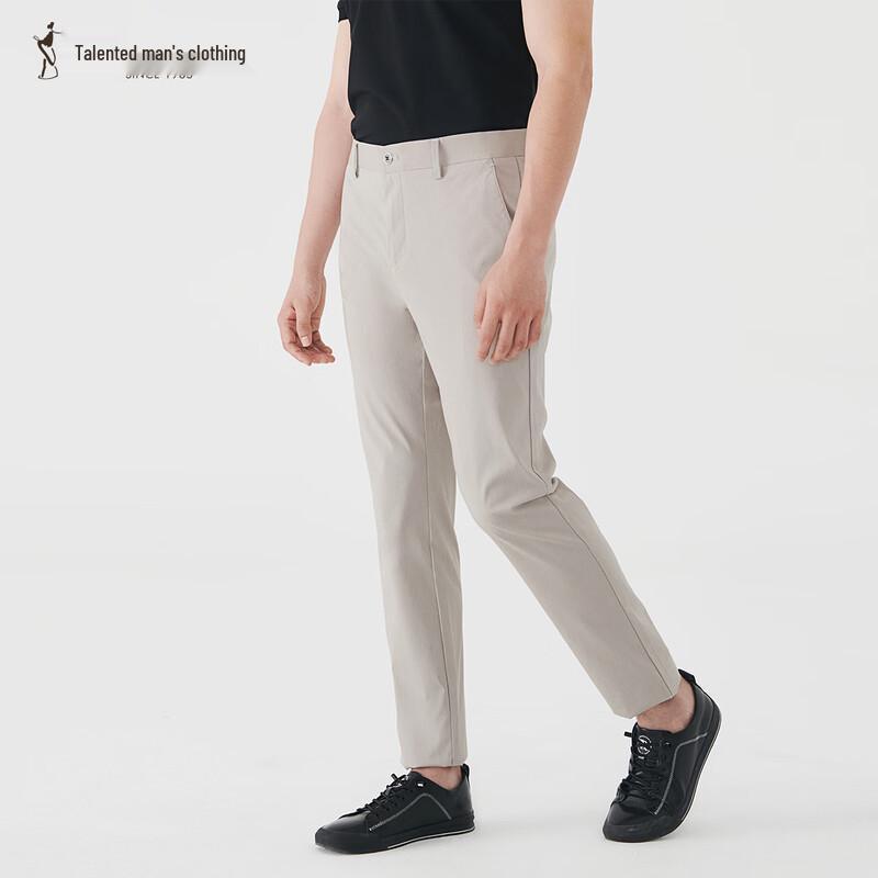 TRIES Men's Summer Lyocell Blend Straight-Leg Commuter Pants