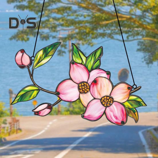 Flower Hanging Decoration Wall Art Window Hanging Ornament Double-Sided Floral Sun Catcher Gift for Nature Lovers