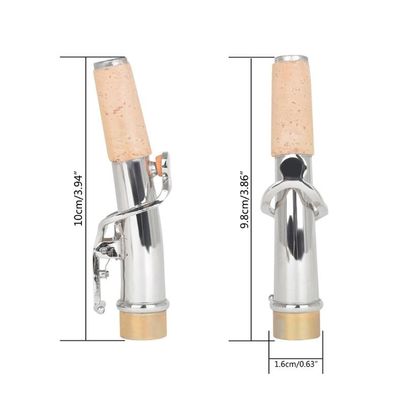 2 PCS Saxophone Neck Brass Mouthpiece Metal Sax Curved Necks and Straight Neck for Soprano Saxophone Instrument
