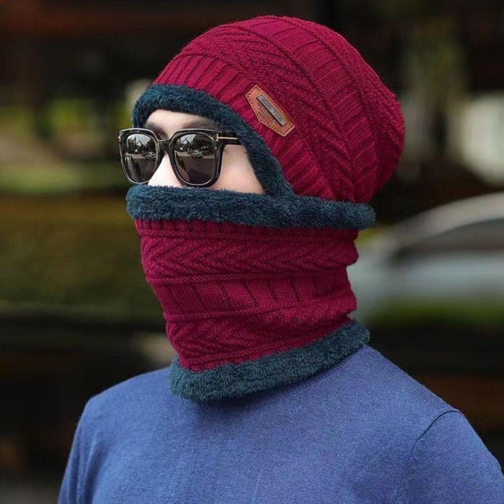 Knitted Thermal Knitted Gloves Winter Warm Wool Hat Glove Hat Scarf Set  Outdoor Activities
