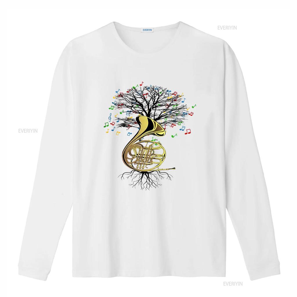 Stylish French Horn T Shirt with Musical Tree Design Perfect for Music Lovers Available in All Sizes vintage Washed Breathable
