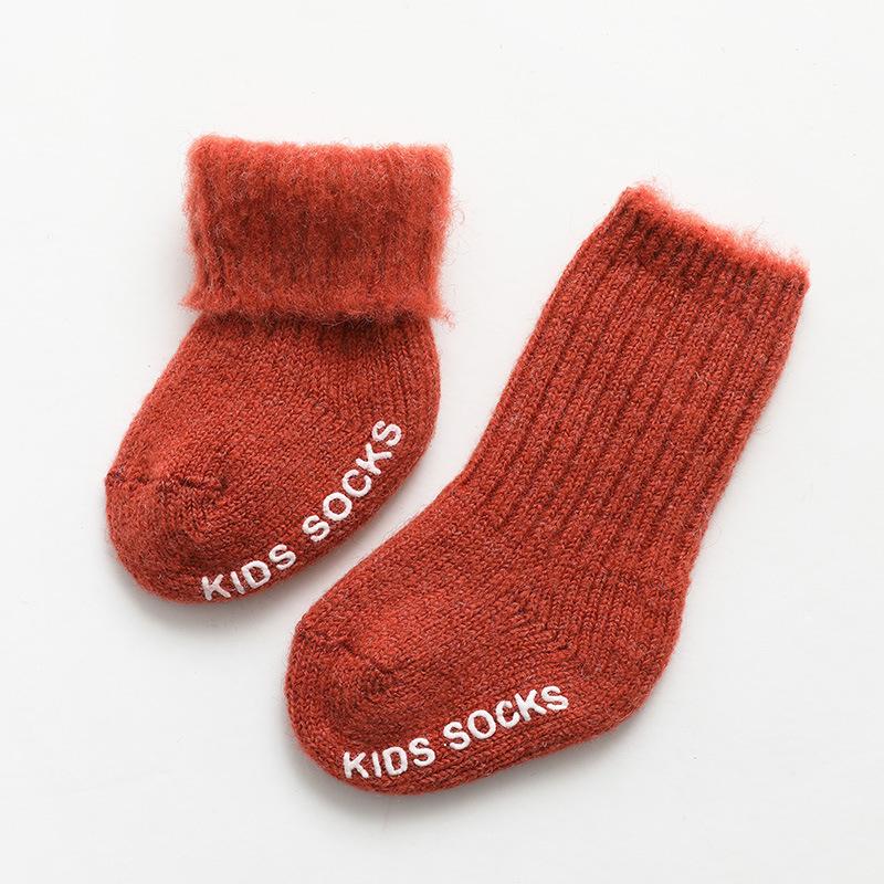 Baby Winter Wool Socks Boy Girl Solid Soft Fleece Thicken Warm Fur Short Socks Anti-slip Floor Calf Sock Baby Clothes Kids Stuff