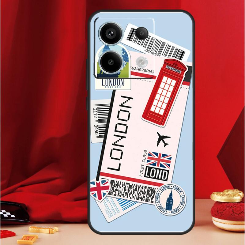 Travel Boarding Pass Tokyo Case For Xiaomi Redmi Note 14 13 12 11 10 15 Pro Plus Redmi 15 13 15C 13C 10C 12C 14C Funda