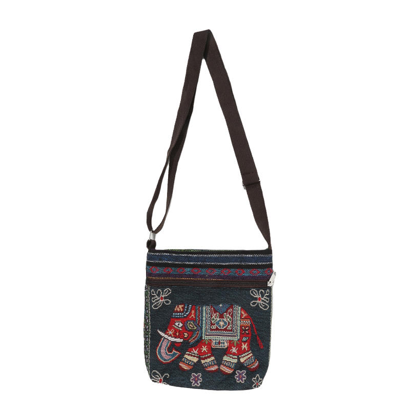Retro Ethnic Style Shoulder Bag Canvas Embroidered Phone Crossbody Messenger Bag Travel Outdoor Casual Simple All-Mastch Women Small Bag