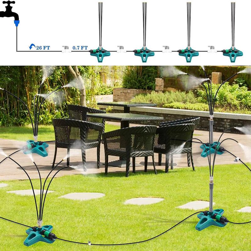Outdoor Misting System Water Sprayer Misting Cooling Nozzle System Multi Heads Flexible Standing Mister For Greenhouses Plants