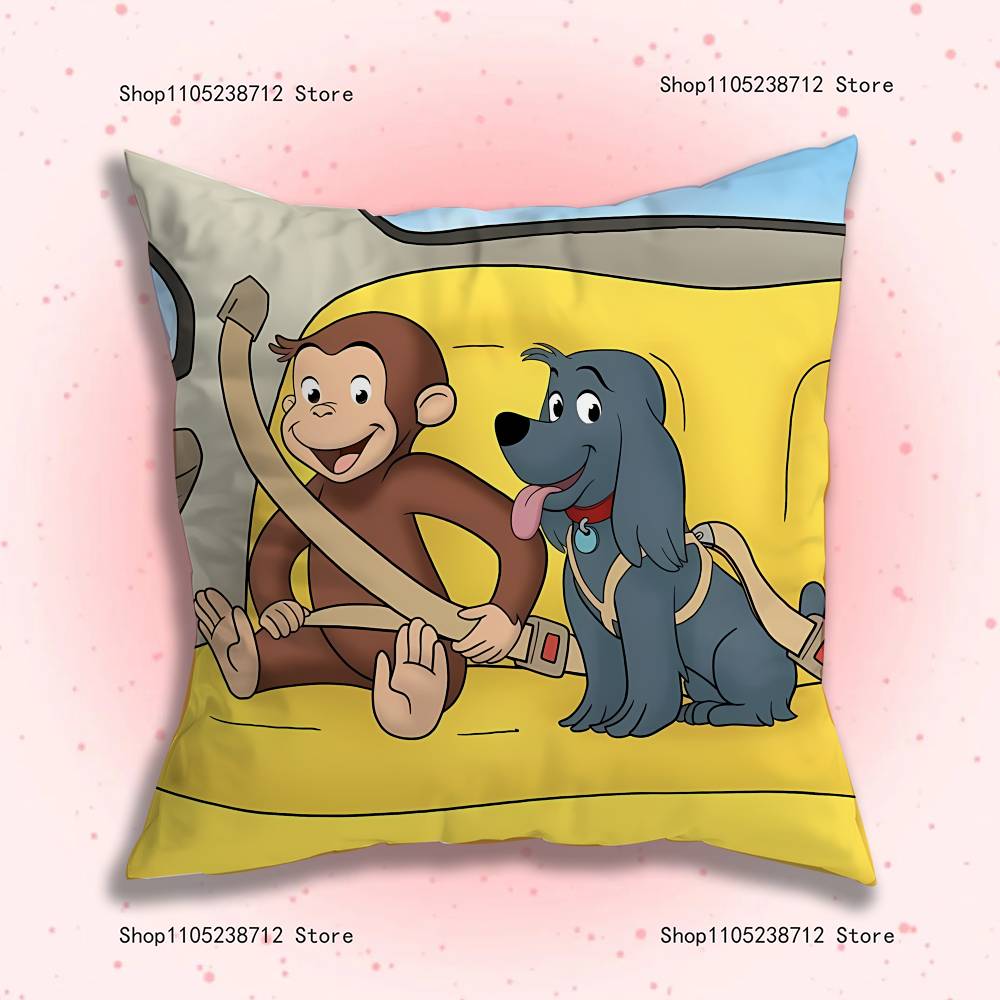 C-Curious Affe G-George Kissenbezug Kissenhülle Kissen Plüsch Jungen Mädchen Cartoon Anime Kawaii Dekoration Kindergeburtstag Niedliche Geschenke