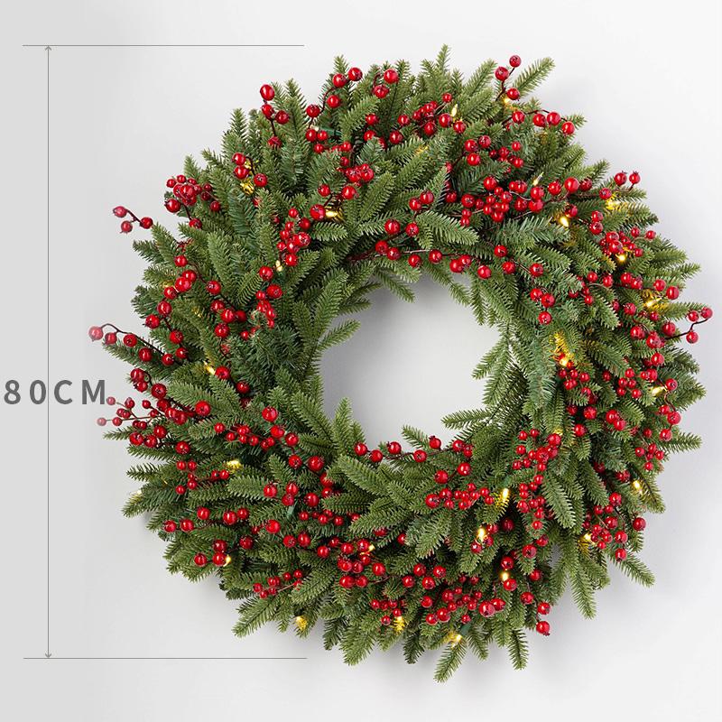 Rattan Christmas Wreath & Tree Set: 50/60/80CM Door Hanging & 2.7M Garland, Perfect for Holiday Window Décor
